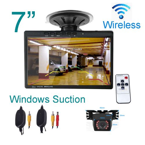 Wireless car rearview system 7&#034; lcd monitor ir backup reverse parking camera kit