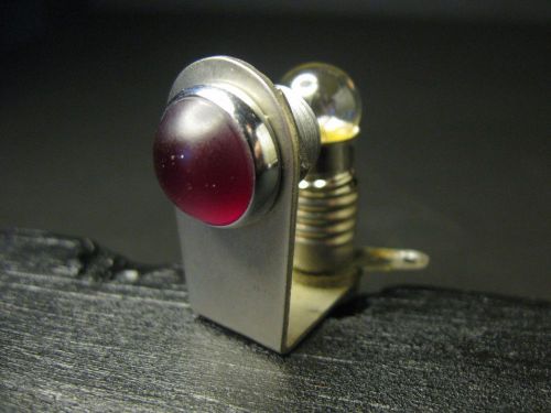 Vintage dash gauge panel light indicator with ½” smooth red jewel lens &amp; bulb #1