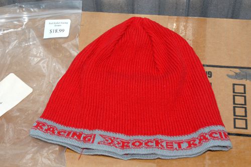 New rocket racing motorcycle red gray beanie hat cap