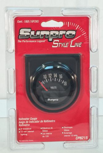 Sunpro 2&#034; voltmeter 12v black / black bezel new cp8215~ new