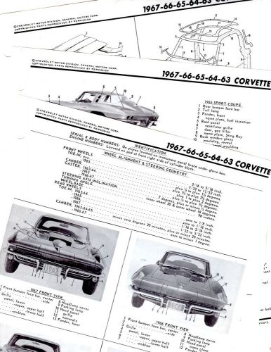 1963 1964 1965 1966 corvette motor&#039;s original body frame crash illustrations m