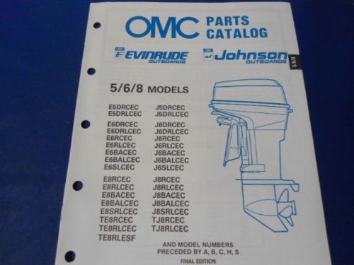 1989 omc evinrude/johnson parts catalog, 5/6/8 models