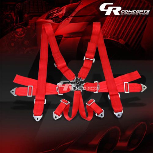 6-point 3&#034; wide red strap harness safety camlock style racing seat belt+bolts