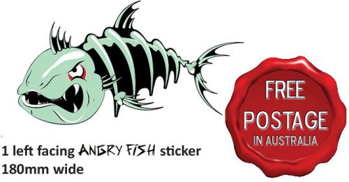 1 left facing awesome angry fish boat car sticker decal 180mm