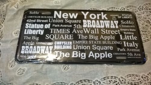 New york sites/attractions black license plate aluminum stamped vanity tag