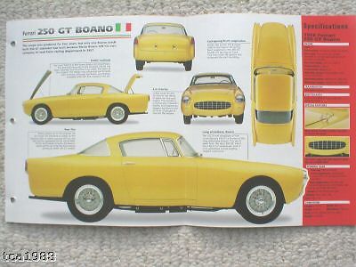 1956 / 1957 / 1958 ferrari 250 gt boano imp brochure,  250gt