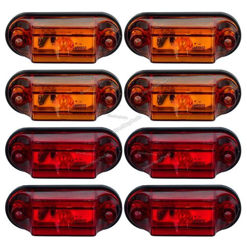 New 8pcs 2.85&#034; red/amber marker light trailer motorcycle street rod jeep 1led