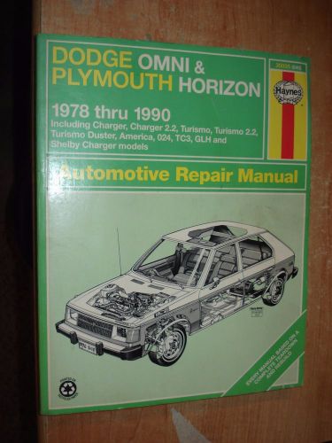 1978-1990 dodge omni charger &amp; plymouth horizon turismo shop manual service mop