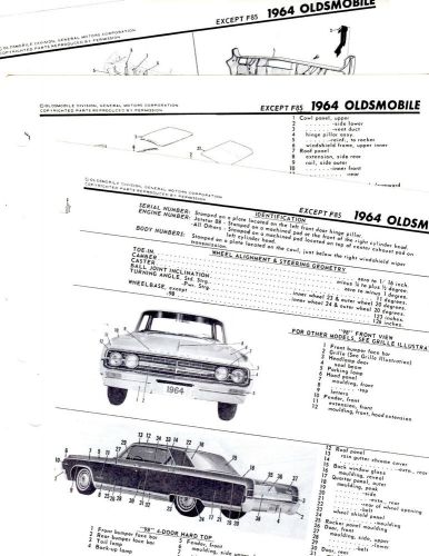 1964 oldsmobile f85 2 dr 4 dr motor&#039;s original body part frame illustrations m 2