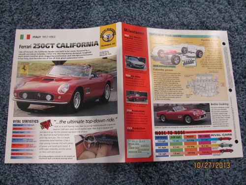 ★★ ferrari 250 gt california collector brochure specs info 61 250gt ca ★★