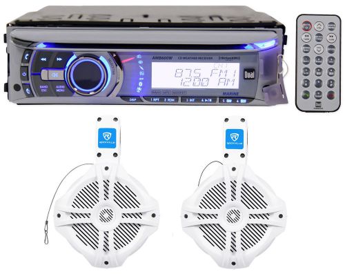 Dual amb600w marine/boat cd player/receiver+6.5&#034; 250 watt wakeboards+remote