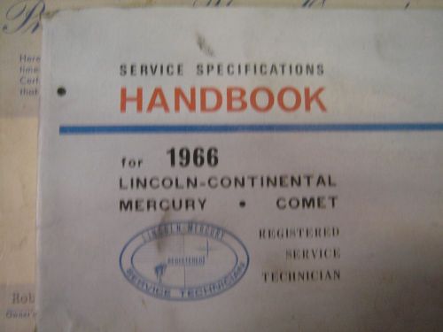 1966 lincoln continental mercury comet service specifications handbook used