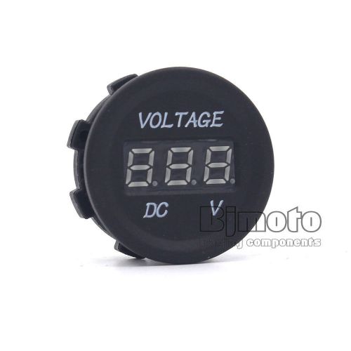 Motorcycle led red digital voltage meter gauge round voltmeter power supply 12v