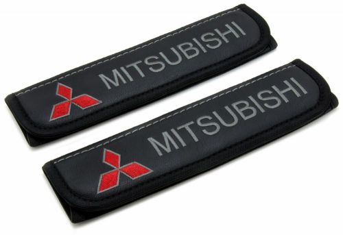 Leather car seat belt shoulder pads covers cushion for mitsubishi 2pcs