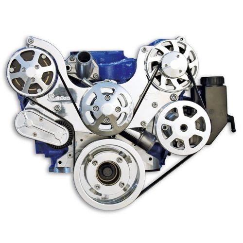 Sbf serpentine pulley kit, billet polished w/ac w/power steering. u.s.a.