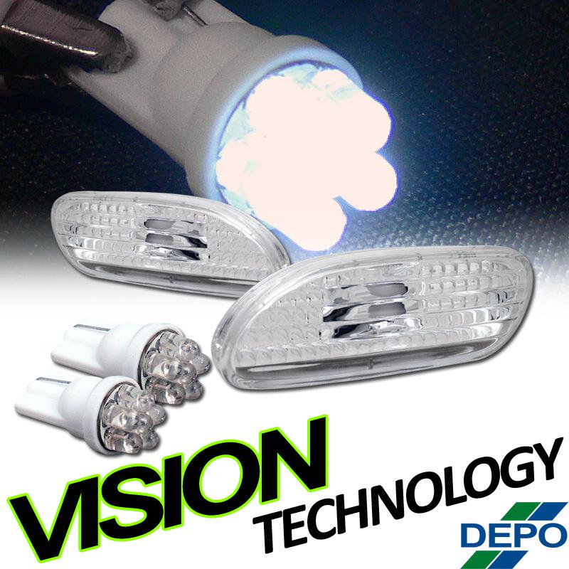 Depo 95-99 eclipse/talon clear bumper signal lamps side marker lights+6 led bulb