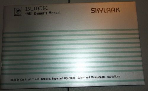 1981 buick skylark owners manual original