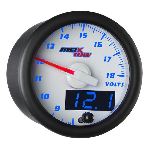 52mm white &amp; blue maxtow double vision volt gauge - mt-wbdv05