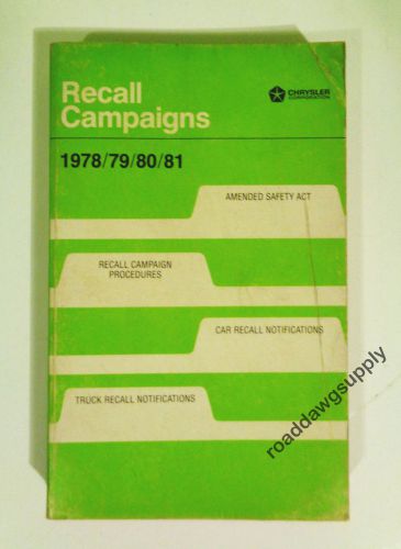 1978- 1981 chrysler plymouth dodge recall service shop manual car truck van