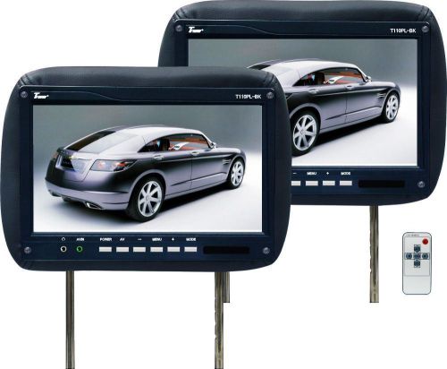 Pair tview black 11.2&#034; car headrest monitors w/ir