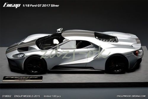1/18 ford gt 2017 super sports car silver/grey stripe resin model limited 100