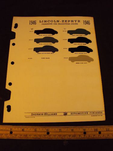 1946 46 lincoln zephyr paint colors chip page chips