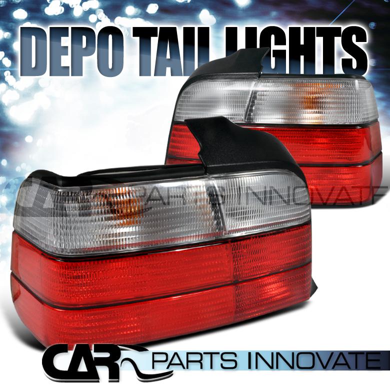 92-98 e36 3-series 4dr 318i 325i 328i m3 tail lights rear brake lamp red clear