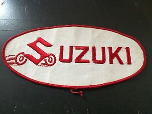 Large oval vintage suzuki embroidered motorcycle moto cross patch 8 1/2 &#034; by 4&#034;