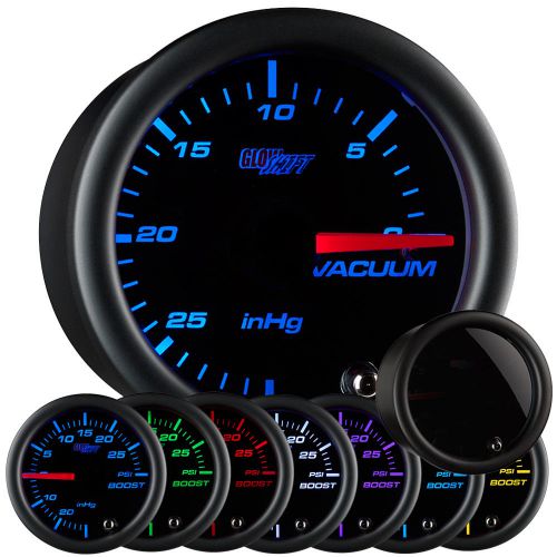 Glowshift 52mm tinted vacuum vac gauge meter kit w. 7 color display
