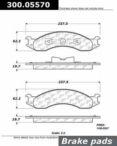 Centric 300.05570 brake pad or shoe, front-premium semi-met pads w/shims