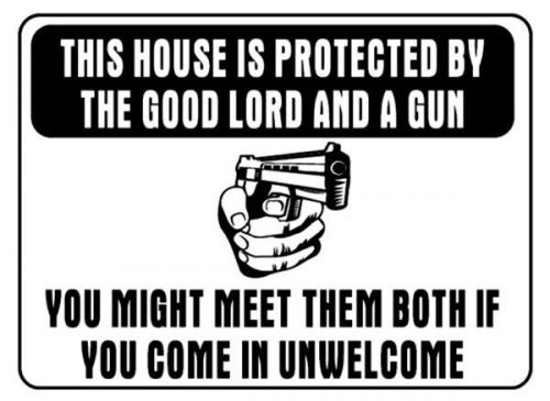 House protected by gun &amp; good lord decal wall door home window sticker