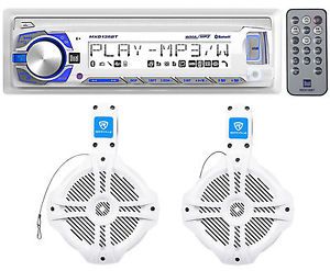 New! dual mxd135bt marine receiver/stereo+(2) rockville 6.5&#034; wakeboard speakers