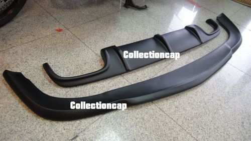 Combo mercedes benz w211 e55 matte black painted front lip spoiler+rear diffuser