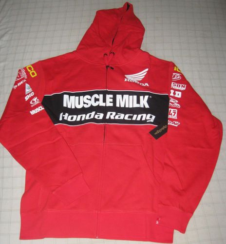 New &#039;12 muscle milk honda racing troy lee designs fleece hoodie large motocross