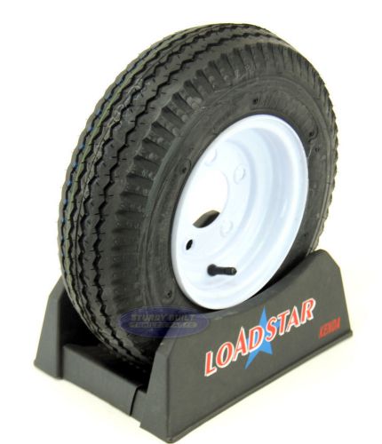 (2)- 4.80x8 loadstar trailer tires 4.80x8 w/white wheels 5 bolt 4.80-8 8&#034; rim