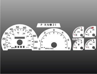 1999-2001 ford truck gas instrument cluster white face gauges 99-01