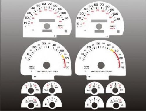 1990-1992 chevrolet camaro 110 mph dash cluster white face gauges 82-92