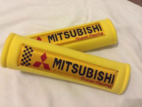 Apc mitsubishi seat belt shoulder pads cover yellow pair eclipse mirage lancer