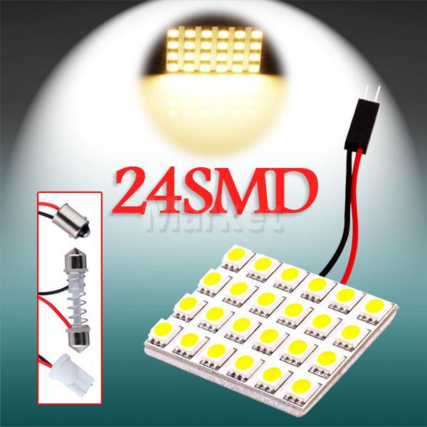 24 smd 5050 warm white light panel t10 ba9s festoon dome led interior bulb