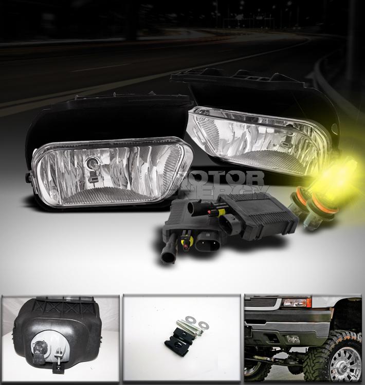 2003-2006 chevy silverado/2002+ avalanche bumper chrome fog light +3000k hid kit