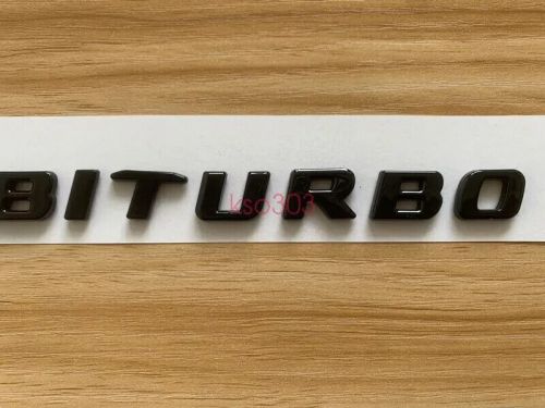 2x glossy black v8 biturbo number letters emblem badge sticker for amg