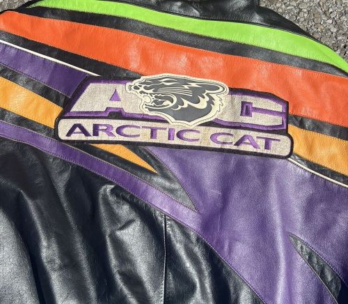 Vintage arctic cat full zip snowmobile riding leather jacket size xxl tall