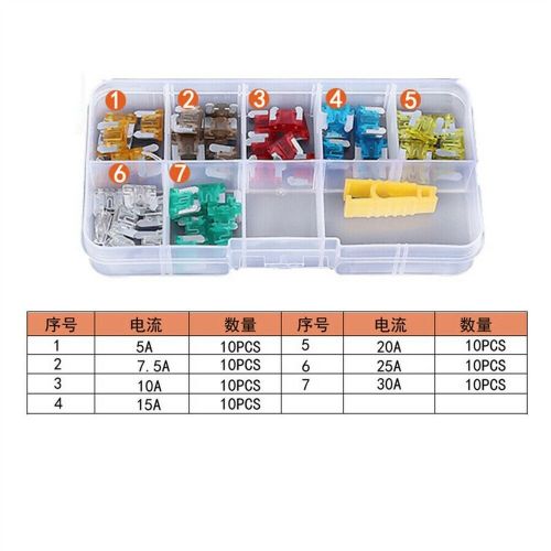 70pcs small/ automotive fuse assortment kit 5, 7.5, 10, 15, 20, 25&amp;30 amp mixed.