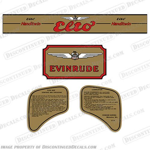 Fits evinrude 1936-1941 1.8hp elto handitwin decal kit