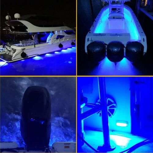 2x 42 led blue 316 stainless steel underwater boat marine transom lights pontoon