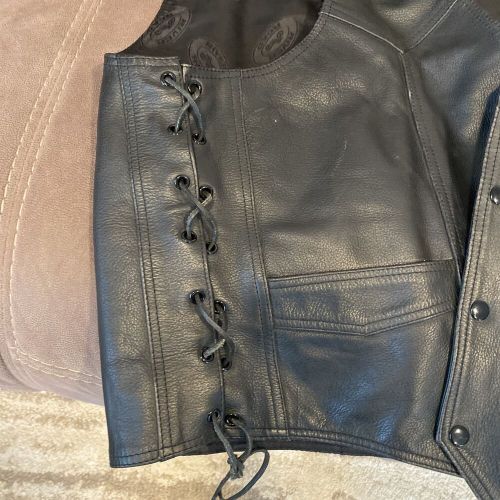 River road black leather vest jacket men&#039;s size 48