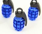 4x blue grenade car truck atv utv wheel tire air valve stem cover caps