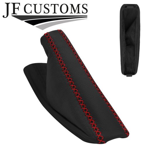 Dark red lux-stitch leather handbrake gaitor plastic frames for bmw e46 99-05