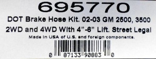 Russell 695780 stainless brake hose kit silverado sierra 1500 2005-07 4&#034;-7&#034; lift