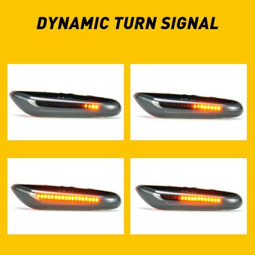 Smoked led sequential side marker lights for bmw e60 e61 e82 e88 e90 e91 e92 e93